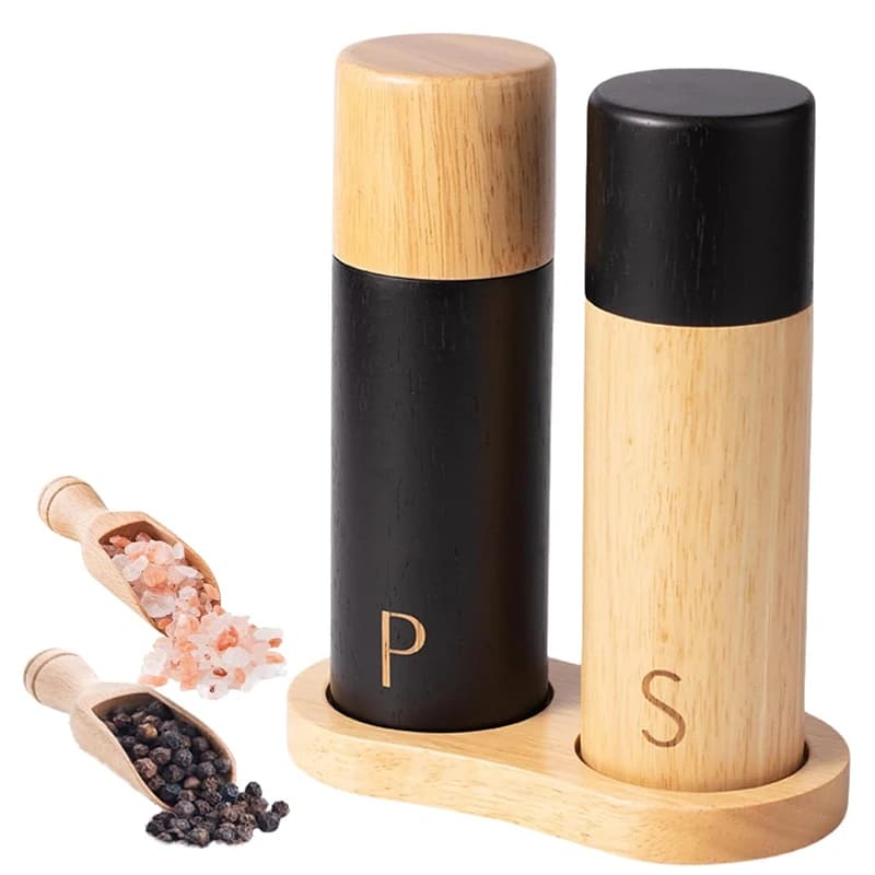 LMETJMA Set macina sale e pepe in legno Macinapepe manuale da 7 pollici con grossolanità in ceramica regolabile JT323