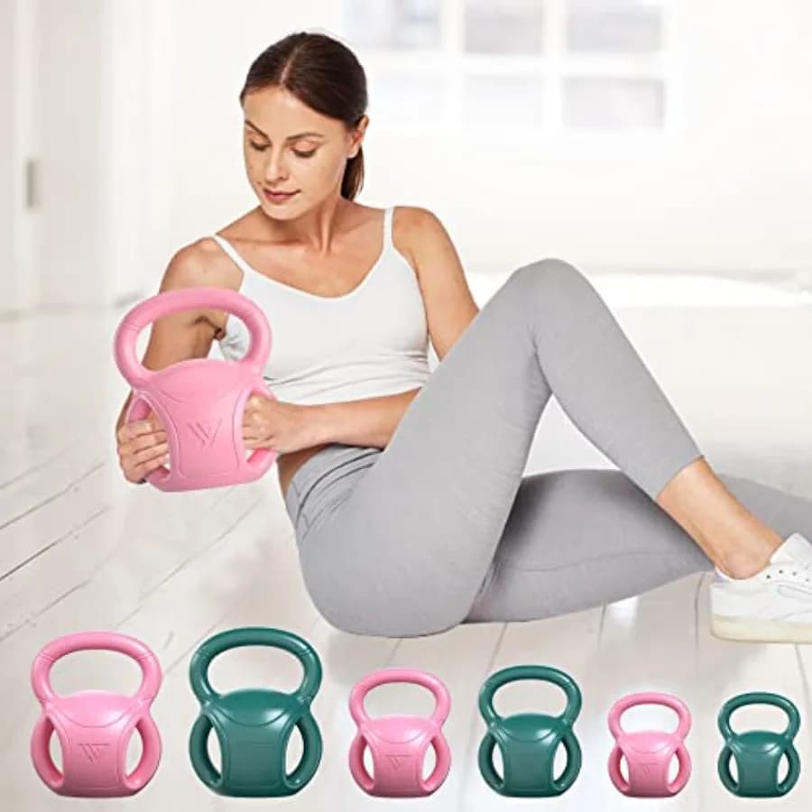 Kettlebell a 3 Maniglie - Pesi per Donne, Opzioni 5, 10, 15 kg per Russian Twists, Esercizi Addominali, Sollevamento Pesi e Allenamento Core