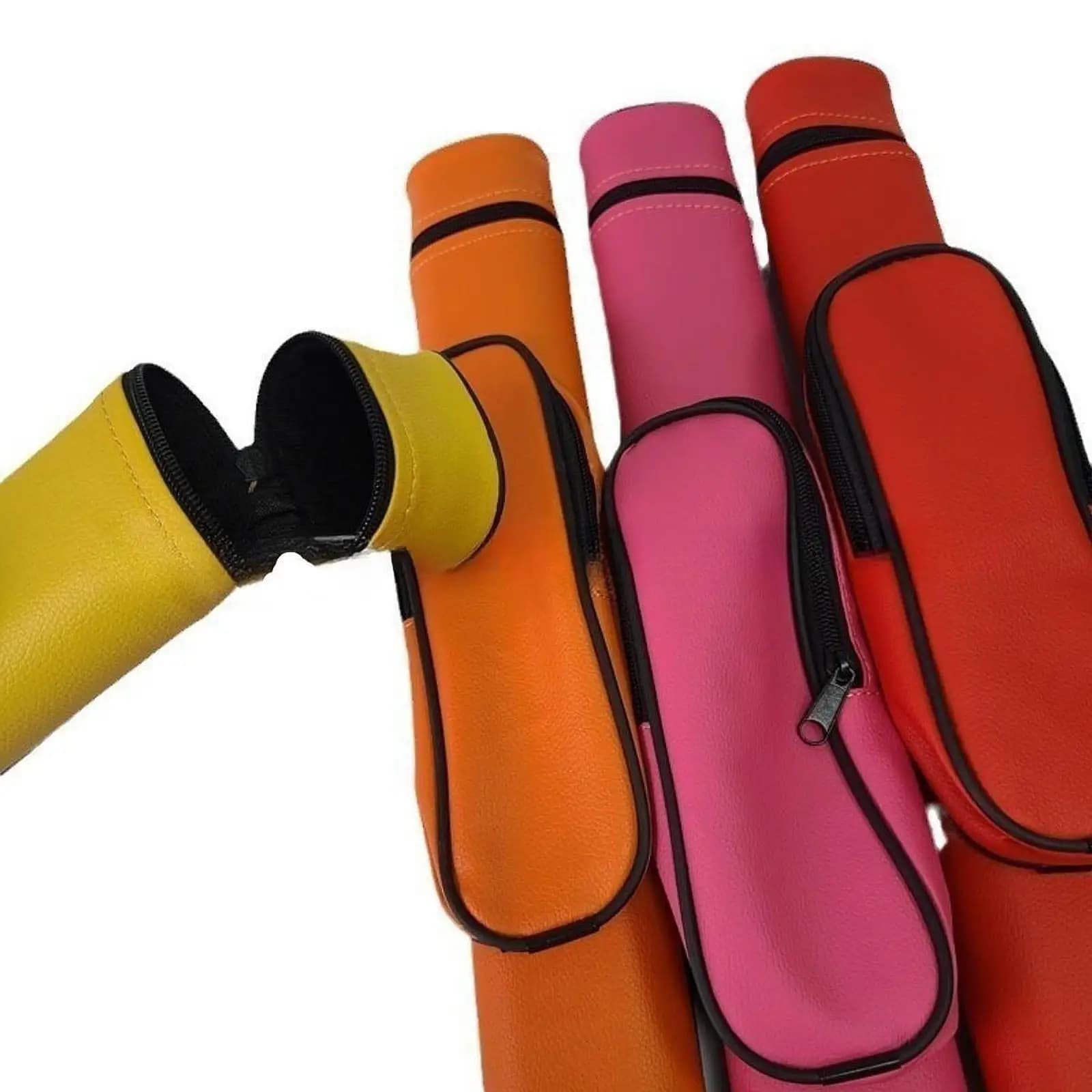Snooker and Billiards Rod Carrying Box PU Leather Cue Holder Bag Four Compartments for Accessories Storage