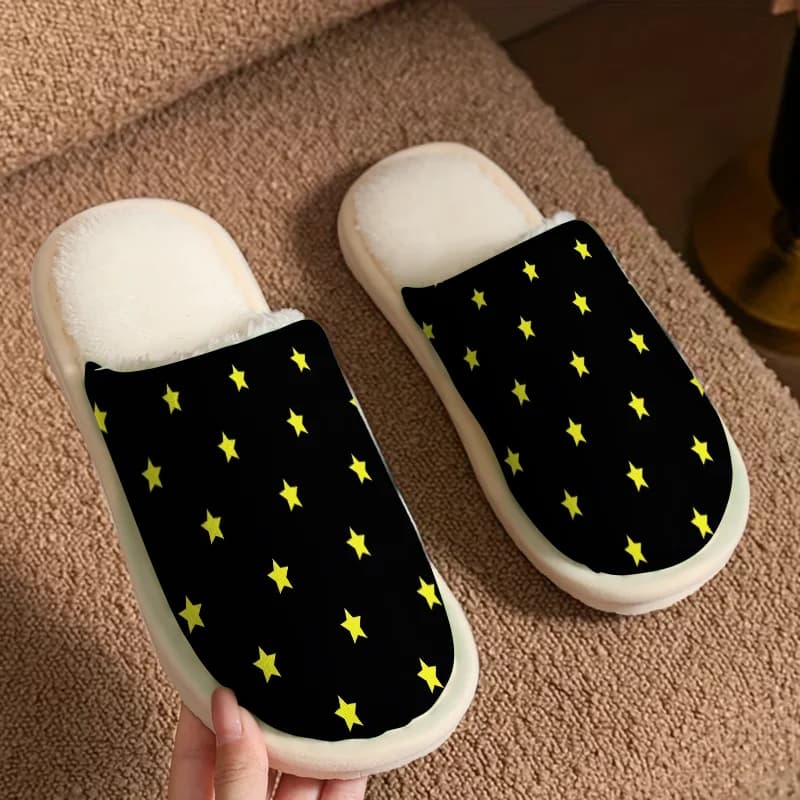 Dark Stars Luxury Plush Slippers Men Women Winter Warm Indoor Home Shoes Soft And Lightweight Bedroom Slippers