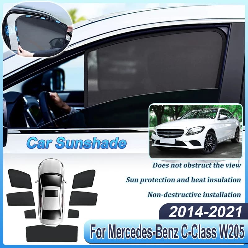 Parasole per auto per Mercedes-Benz Classe C W205 Accessori Berlina 2014-2021 Tendine Parasole Magnetiche Isolanti Termiche