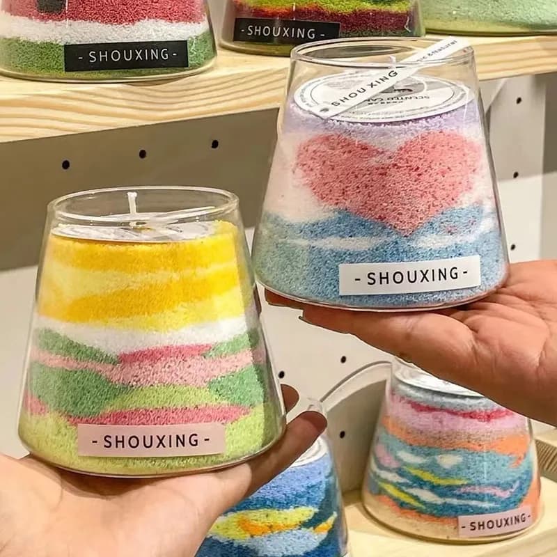 Candela in polvere di sabbia candela per pittura con sabbia fai da te Colore Aromaterapia cera con sabbia senza tazze