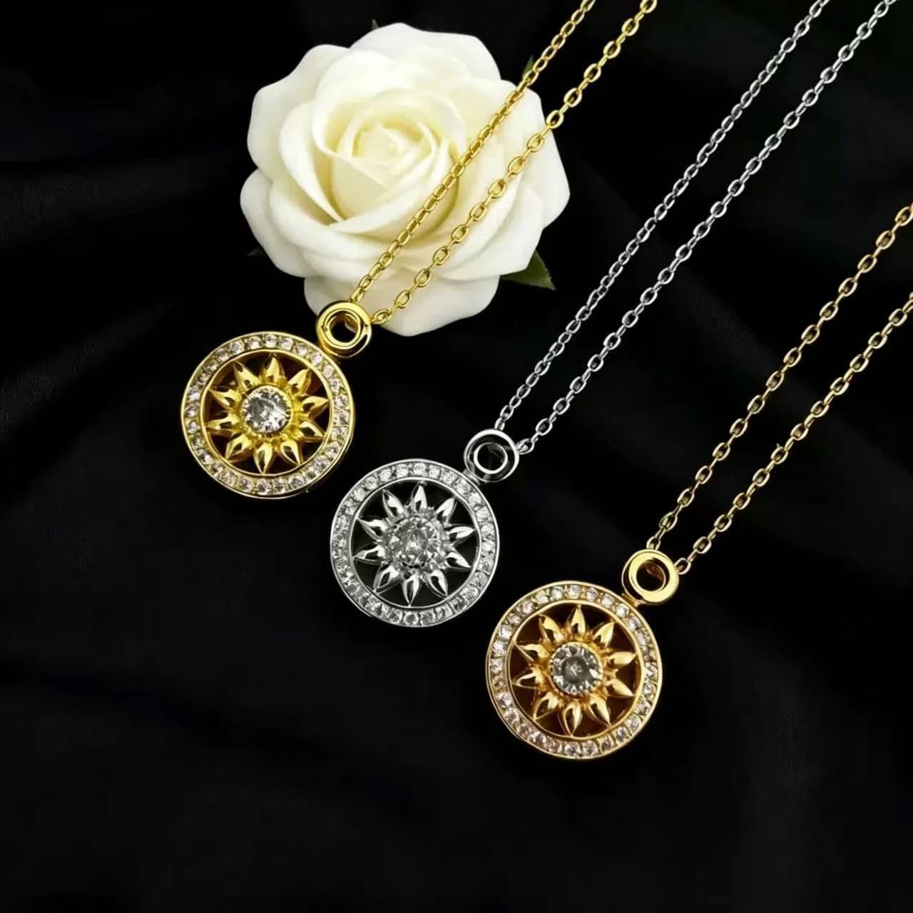 S925 Silver Jewelry Set with Classical Compass and Diamonds: Necklace, Bracelet, Ring and Earrings for Women