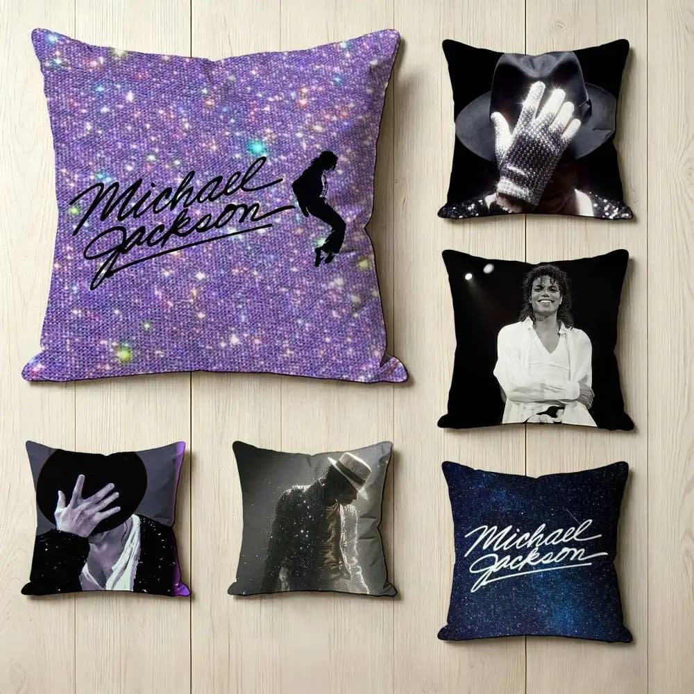 M-Michael Jackson King of Pop Pillow Case Square Double-Sided Sofa Cushion Cover Bedroom Bedside Pillow