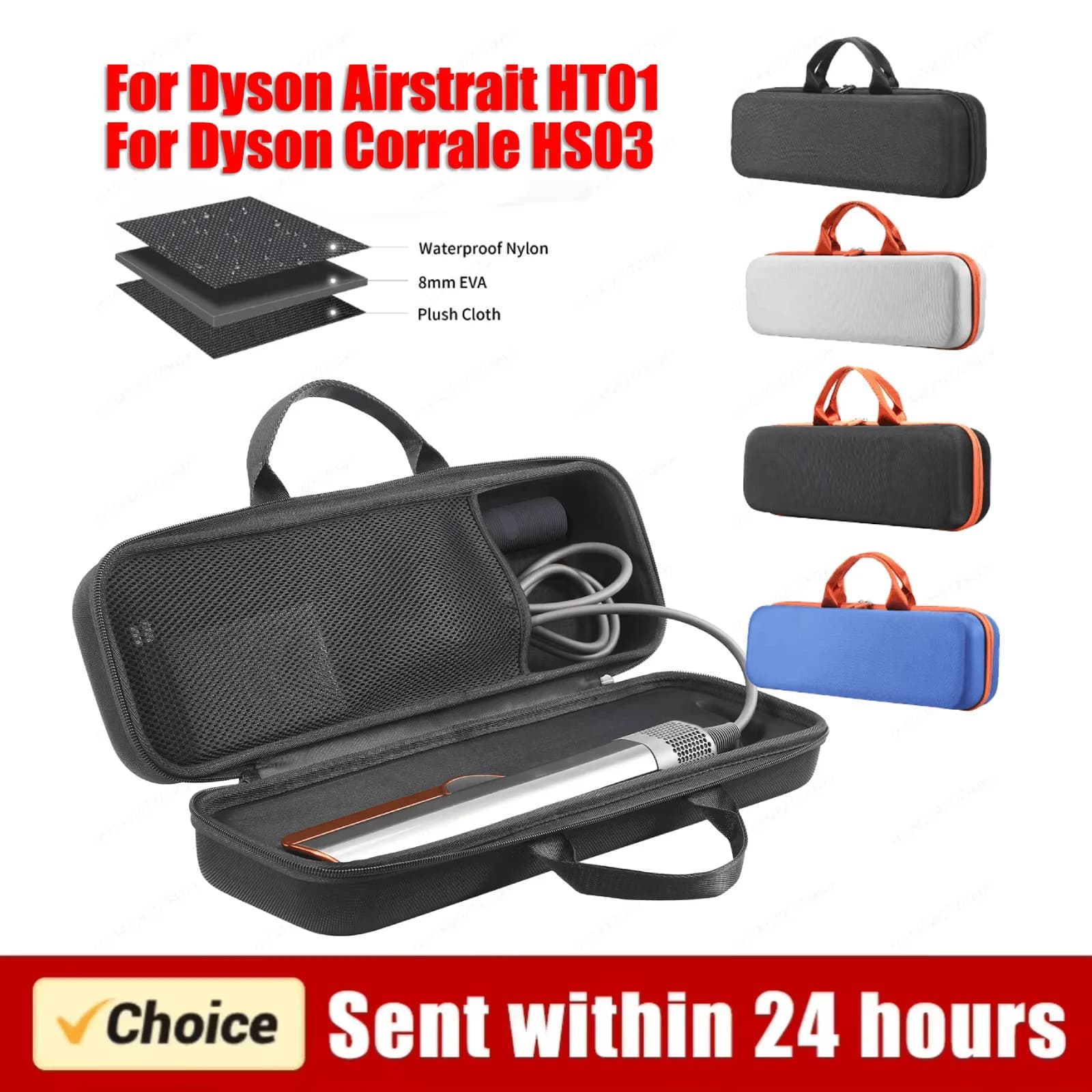 Hard Case EVA Portable Anti-scratch Shock Absorber for Hair Plate Dyson Airstrait HT01