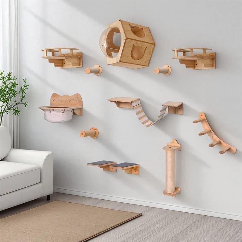 1PC cat tree shelves for mounted cats wall scratching platform for jumping for cats and hammock for cats scale rope wooden furniture wall