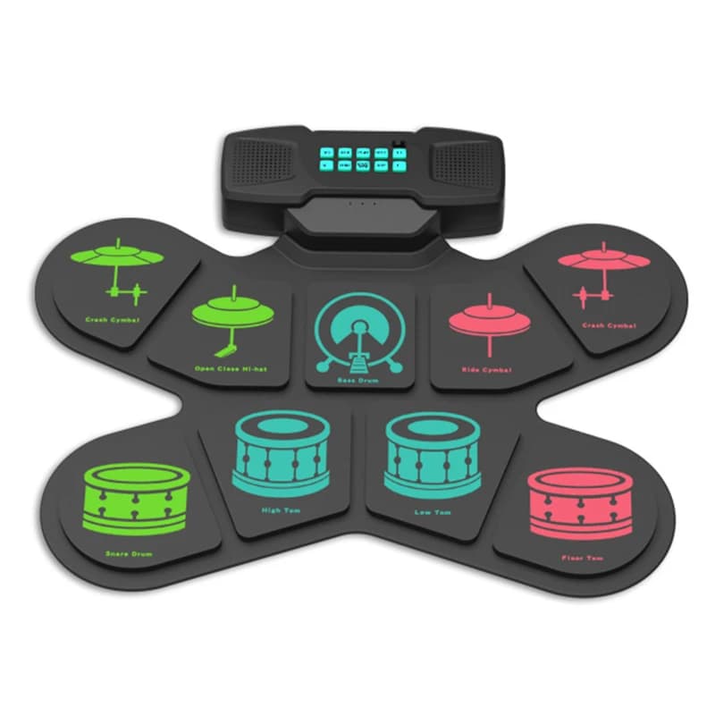 Batteria elettronica pieghevole Batteria elettrica portatile per bambini Set di batteria per principianti Strumento musicale a percussione per adulti con giochi DTX