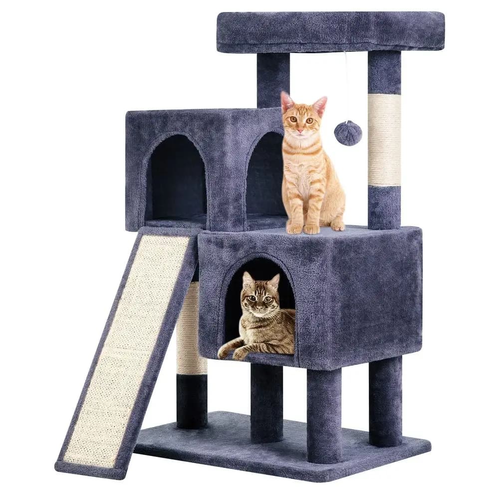 Albero per gatti da 36 pollici per interni, torre per gatti con posti per grattare, arredamento multi-livello per gatti con rampa, cuccia spaziosa per gatti