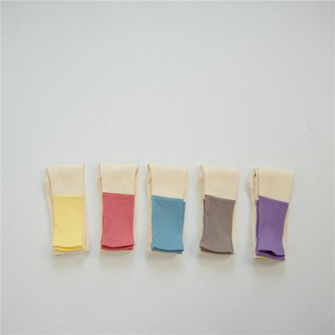 2024 Autumn New Baby Girls Cotton Leggings Children Toddler Simple Versatile Elastic Pants Kids Splicing Candy Color Trousers