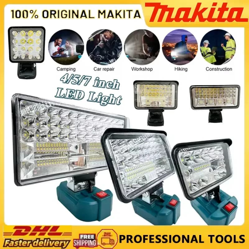 Makita Cordless Lavoro All'aperto Pesca Strumento Di Emergenza Palmare 4/5/7 Pollici Ha Condotto La Luce Portatile Faretti Luce Adatta 18V batteria
