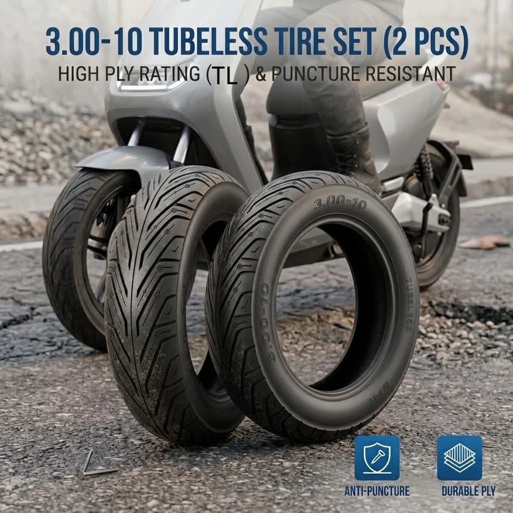 1/2pcs10 Inch 3.00-10 3.50-10 Tubeless Tire 90/90-10 80/90-10 TL Electric Scooter Motorcycle Street Tyre Moped EBike Wheel Part