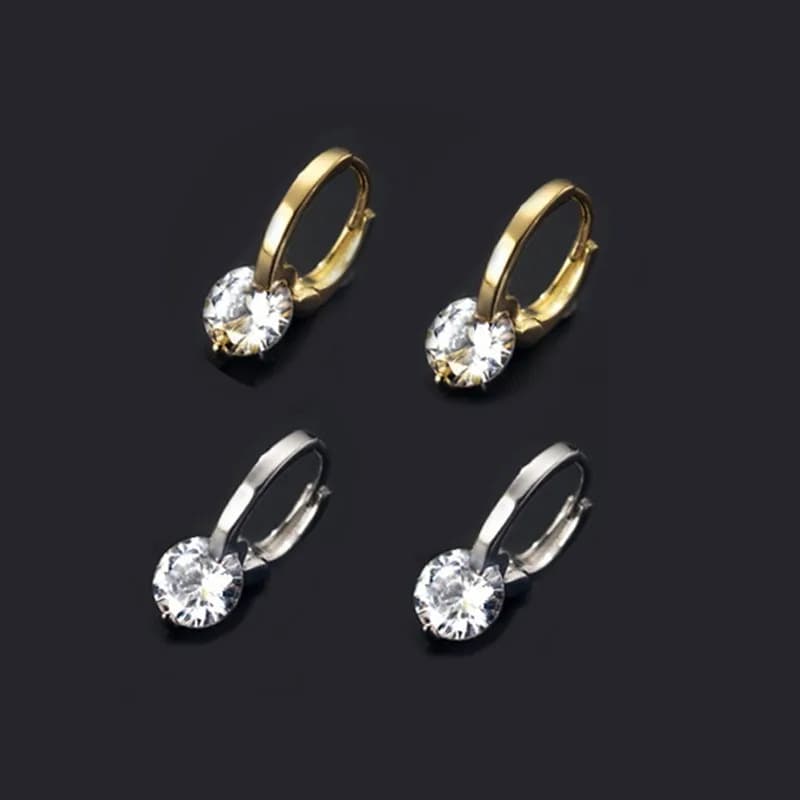 925 Silver Needle Simple Shiny Zircon Earrings Gold Plating Jewelry Crystal Stud Earrings Women