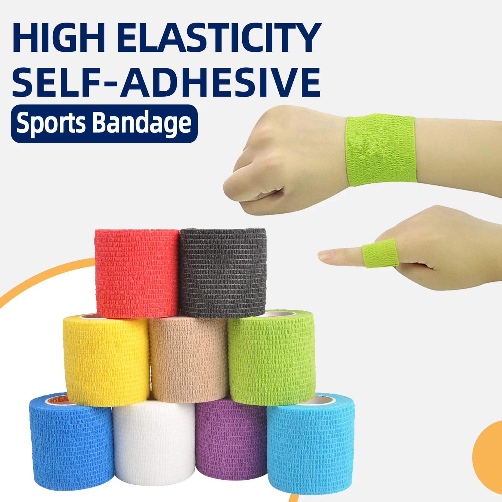 1 rotolo fasciatura autoadesiva benda elastica sport nastro di pronto soccorso sport ginocchiera Finger Palm caviglia tatuaggio maniglia fasciatura