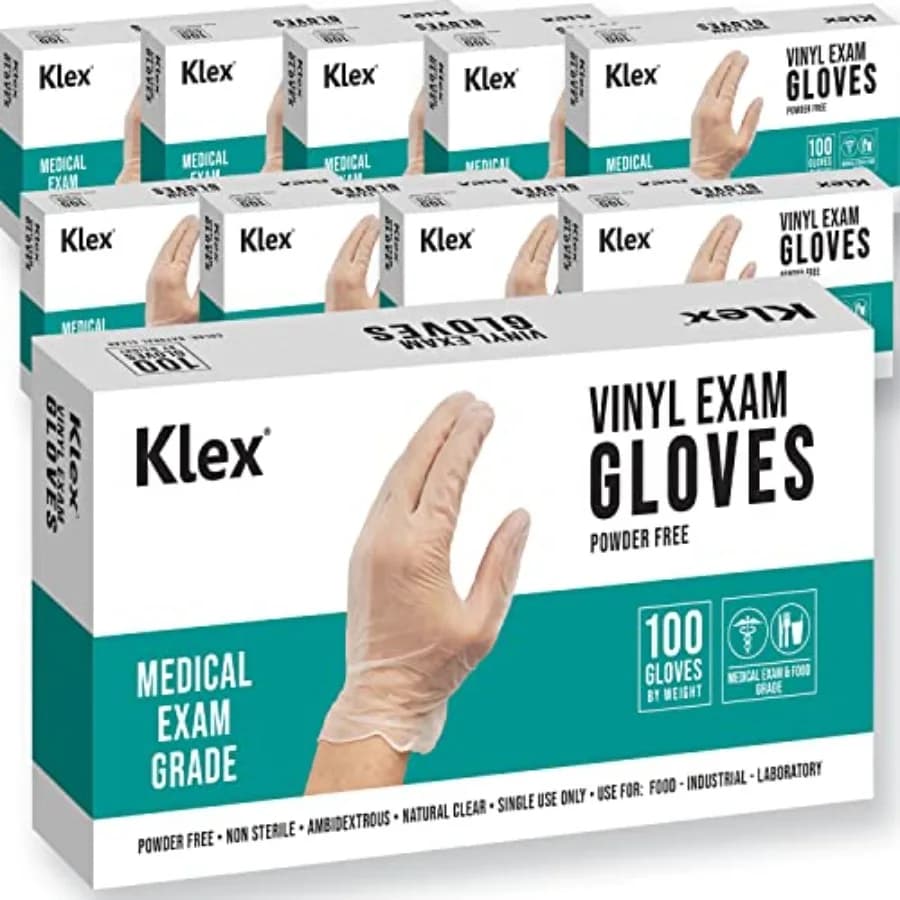 Guanti Monouso in Vinile Klex, Resistenti, Senza Lattice, Senza Polvere, Senza BPA, Grado Medico, Taglia L, Confezione da 1000