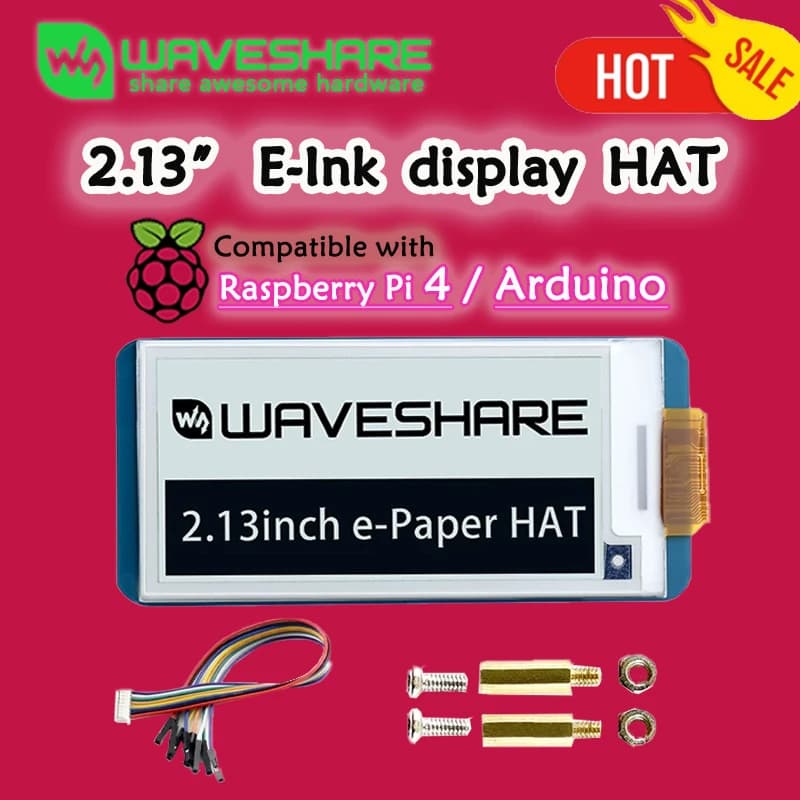 Display E-Ink da 2,13 pollici per Raspberry Pi, compatibile con Raspberry Pi 4 / Arduino, risoluzione 250x122, e-Paper con aggiornamento parziale SPI
