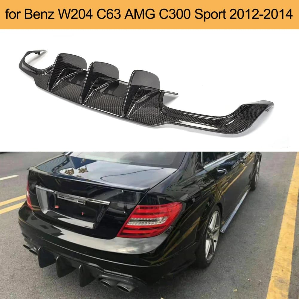 Diffusore del paraurti posteriore per auto in fibra di carbonio per Mercedes Benz W204 C63 AMG C300 Sport 2012 - 2014 Diffusore posteriore Grembiule Lip Spolier FRP