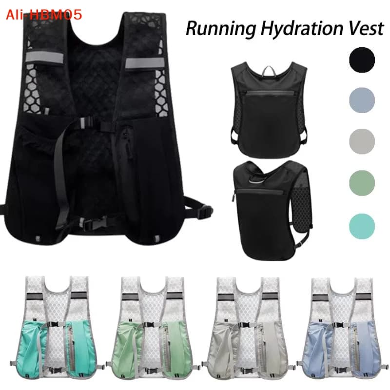 (HB05)New Running Water Bottle Storage Vest Lightweight Running Vest Reflective Hydration Water Chest Pack With Phone Holder