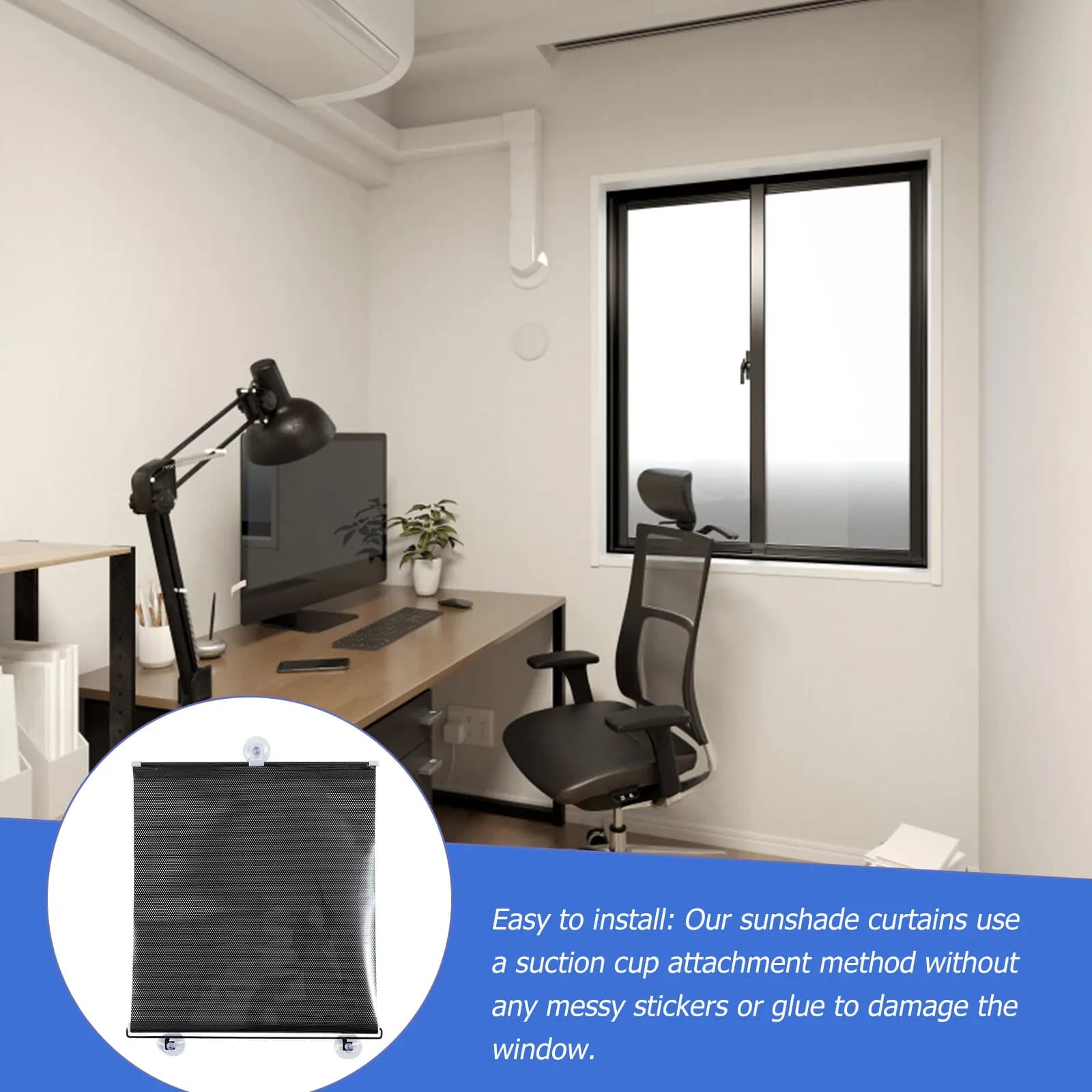 Tenda Parasole Portatile a Rete Nera con Ventosa per Balcone, Tende Temporanee Facili da Installare per la Protezione della Privacy