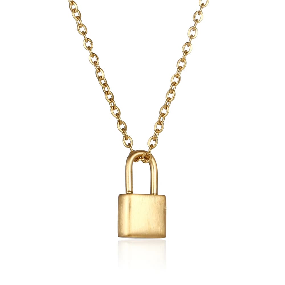 Gioielli da donna con ciondolo minimalista alla moda con catena a O con lucchetto in acciaio inossidabile per donna