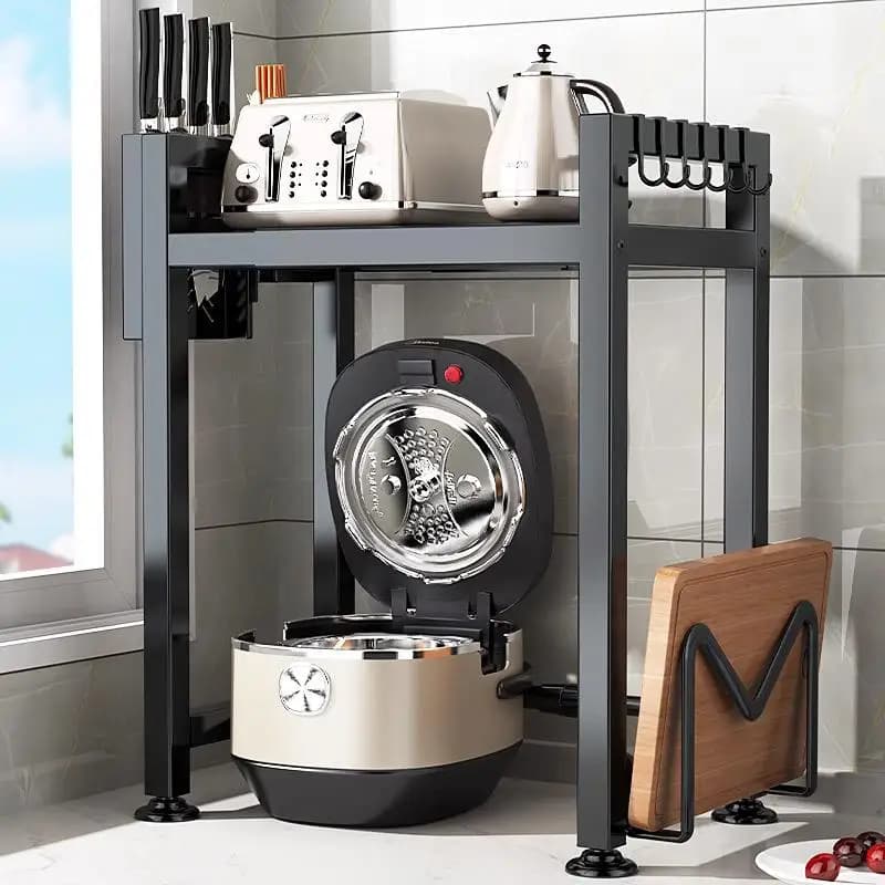 Kitchen Multi-Function Pull-Out Storage Rack Microwave Oven Air Fryer Rice Cooker Layered Organizer by Guang Man Zhi CXW222