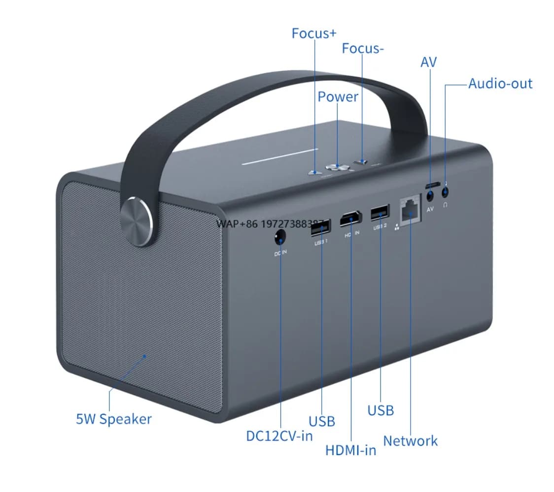 Nuovo Proiettore Android 9.0 per Home Theater, Mini Proiettore LED Portatile