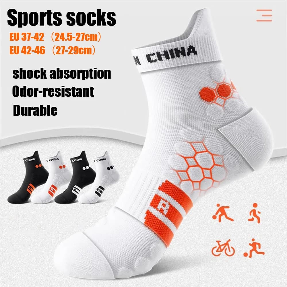 Calzini sportivi da uomo e da donna, anti-odore, con assorbimento degli urti, calzini sportivi durevoli per basket, corsa, ciclismo, autunno inverno, 4 paia