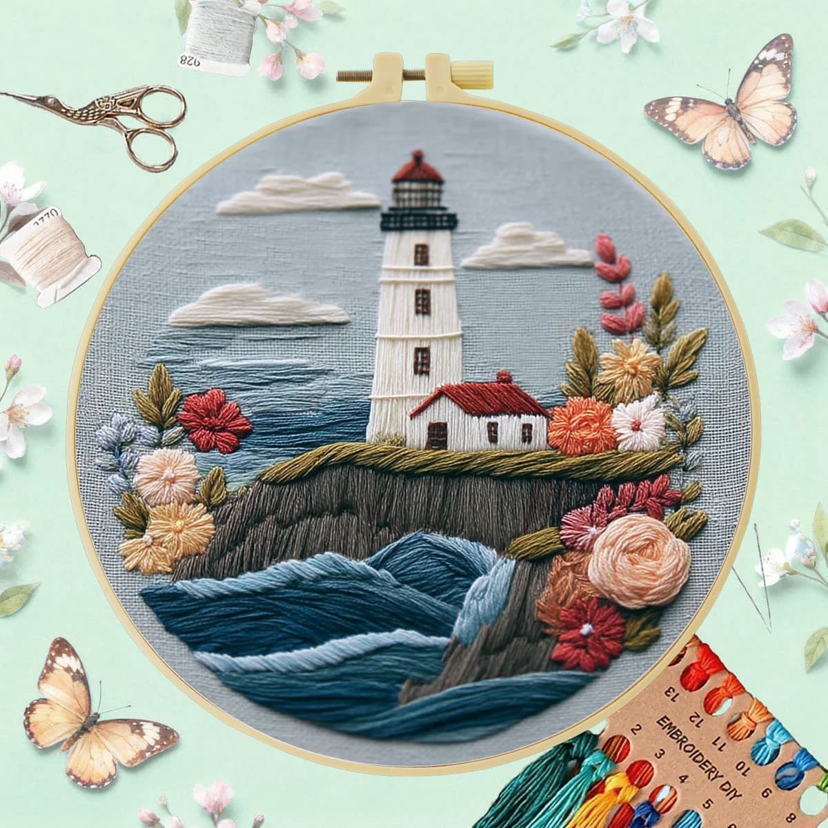 1 pz 20X20 CM/15X15 CM Ricamo Starter Kit FAI DA TE punto croce Cucito Art-La Torre via il Mare