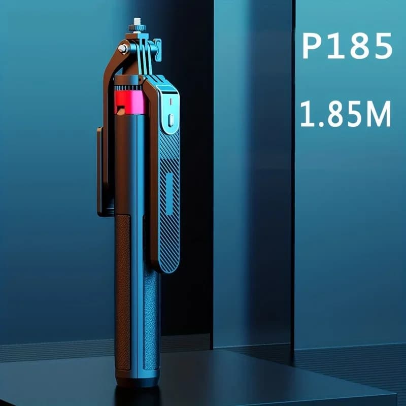 Stabilizzazione per selfie stick portatile con treppiede ultra lungo da 1,85 metri per fotografi, negozianti, vloggers, supporto per fotocamera retrattile