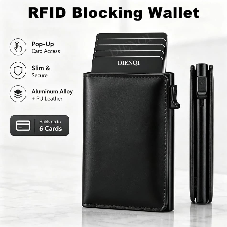 Rfid Credit Card Holder Luxury Men Wallet Business Slim Thin Visit Bank Cardholder Case Storage Travel Smart Minimalistic Wallet