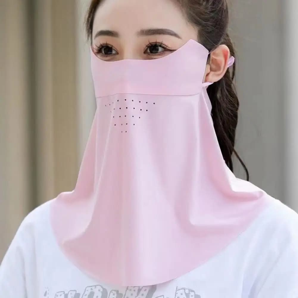 Face protection with double layer structure Ultra wide cover face protection with cycling elastic strap Double layer structure Upf 50