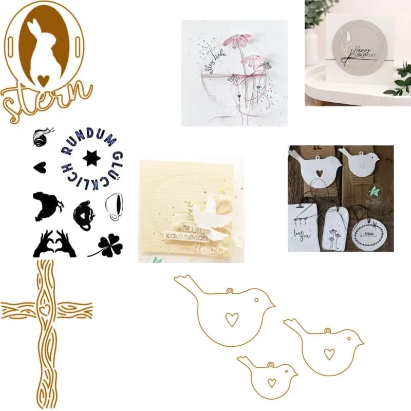 Uccellino Shape Metal Fustella and Stamps Flying into Heaven for Scrapbooking, Stencil, Album, Paper, DIY Decoration for Gift Cards