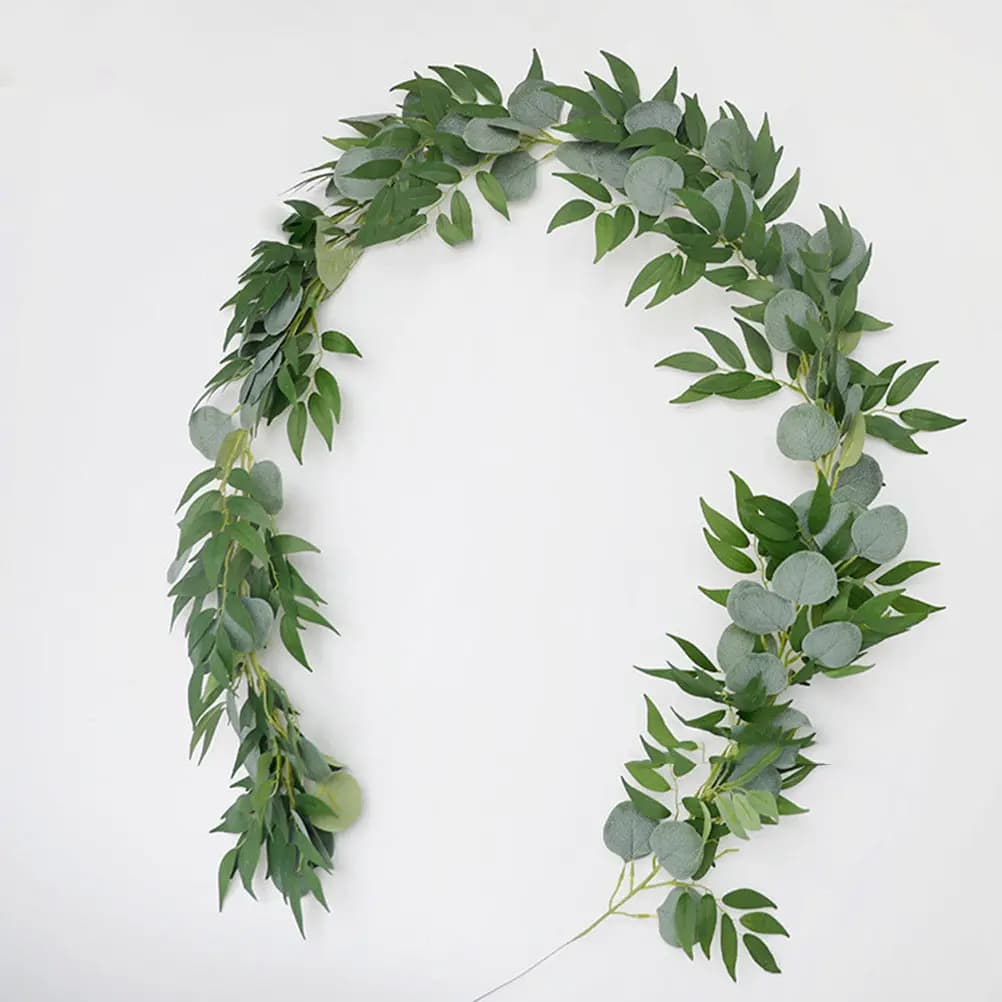 1 Piece of Artificial Eucalyptus Vines Realistic, 2 Meters, Simulate Willow Leaves for Wedding Wall Decorations and Celebrations, Fabric Plant