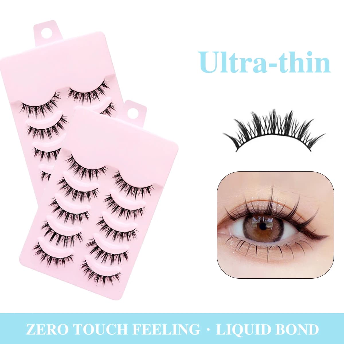 5 pairs of eyelashes Manga soft natural long lashes Anime thin striped eyelashes for look makeup Korean doll eyes
