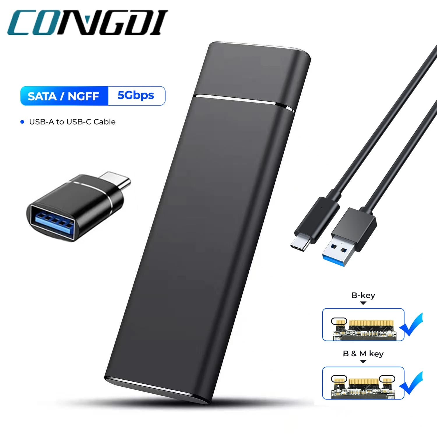 Custodia SSD M.2 NGFF USB Tipo C Gen1 Custodia SSD da 5 Gbps Custodia M2 SATA NGFF per SSD M2 NGFF Scatola disco rigido esterno Custodia per PC M.2