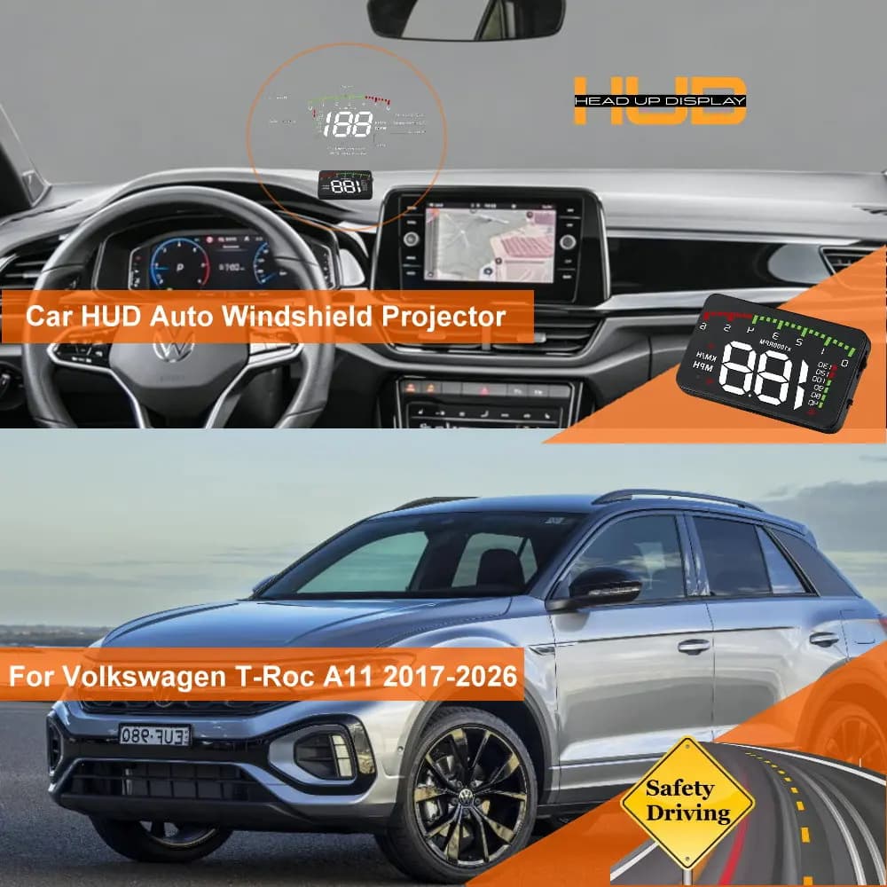 Car HUD Head Up Display For Volkswagen VW T-Roc A11 2017-2026 T-Cross C11 2019-2026 Auto Windshield Projector Accessories