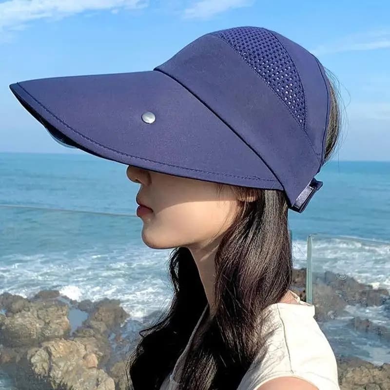 Womens Large Brim Breathable Bucket Sun Hat With Glasses Hole Magic Tape Adjustable Summer Beach Travel Outdoor Cap