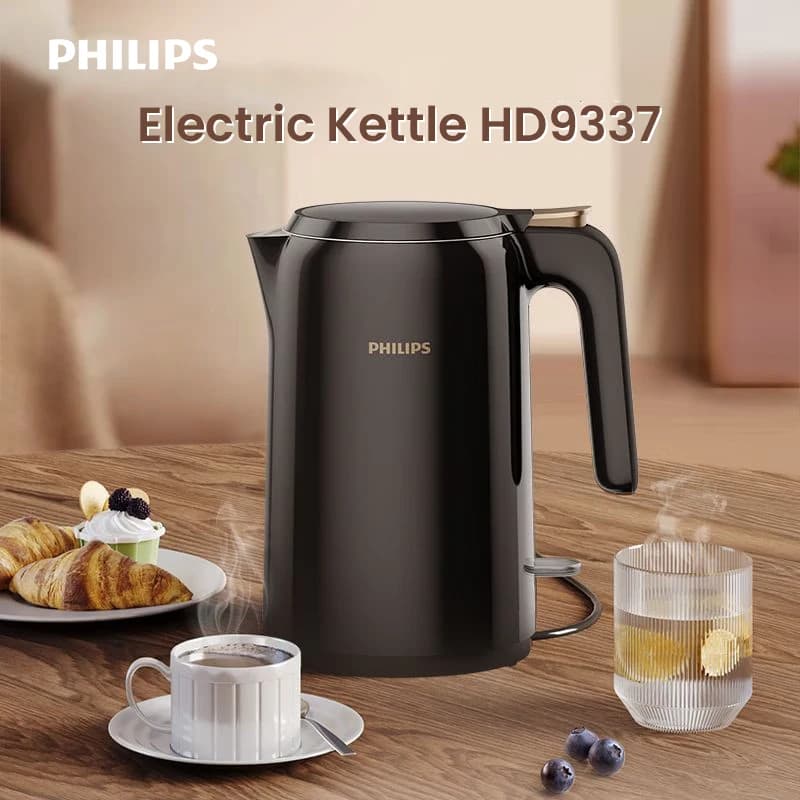 Electric Kettle, 50.7oz Fast Boiling Hot Water Boiler, 304 Stainless Steel Double Wall, Auto Shut-Off, Boil-Dry Protection