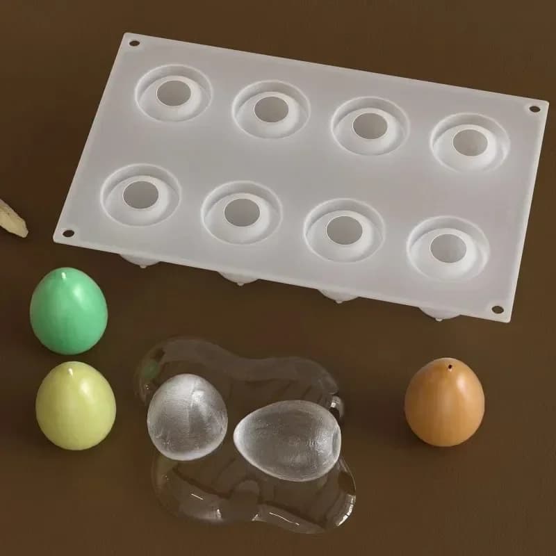 2026 Latest Models Egg Candle Silicone Mold 8 Grids DIY Mousse Chocolate Cake Baking Tool Easter Simulation Resin Plaster Craft