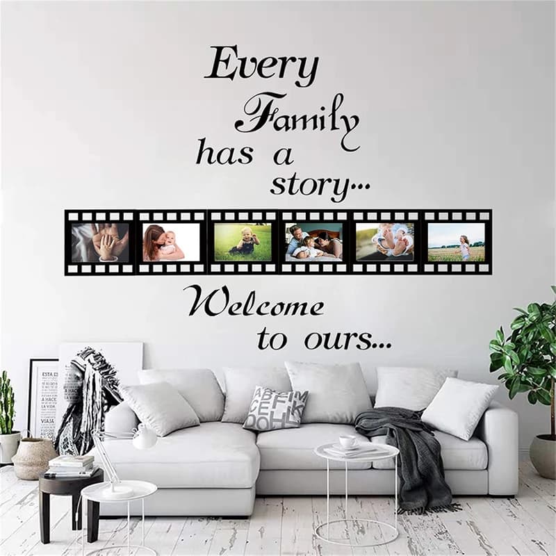 Ogni famiglia ha una storia, adesivi murali per famiglie Contiene 6 pezzi 4x6 pollici Adesivi per decorazioni murali con cornice per soggiorno Famiglia