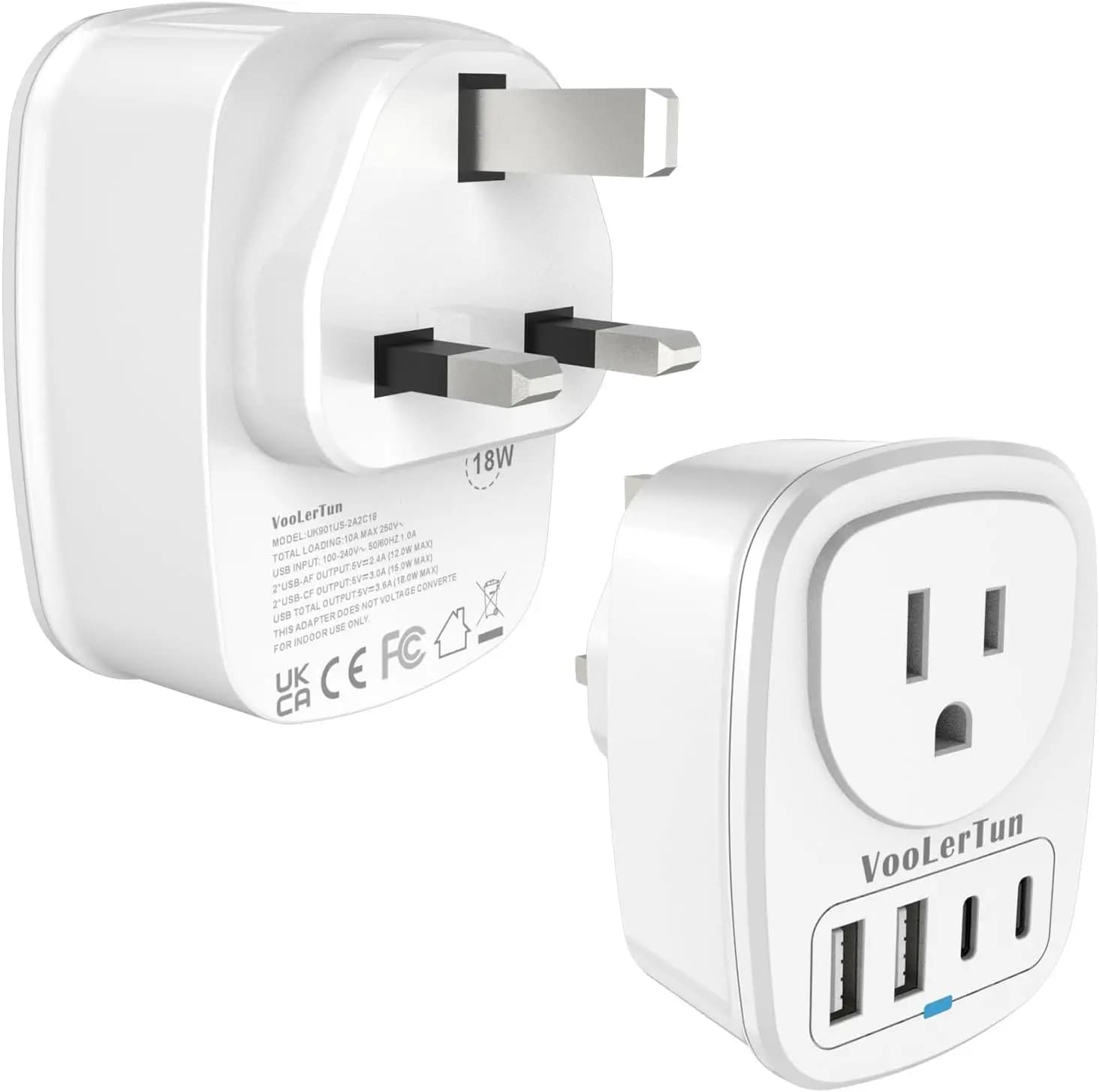 Type G Travel Adapter US to UK Plug with USB Ports for Ireland Dubai Hong Kong
