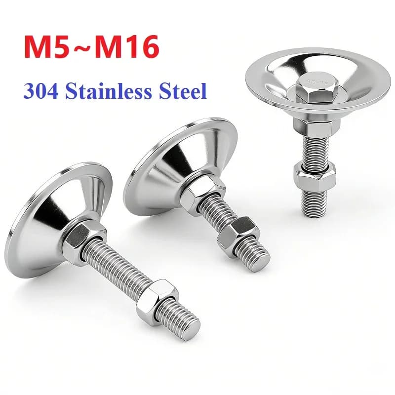 Guangluo SUS304 Stainless Steel Adjustable Feet Thread Diameter M5~M16 Fixed Machine Furniture Feet Pad for Cabinet Metal Legs