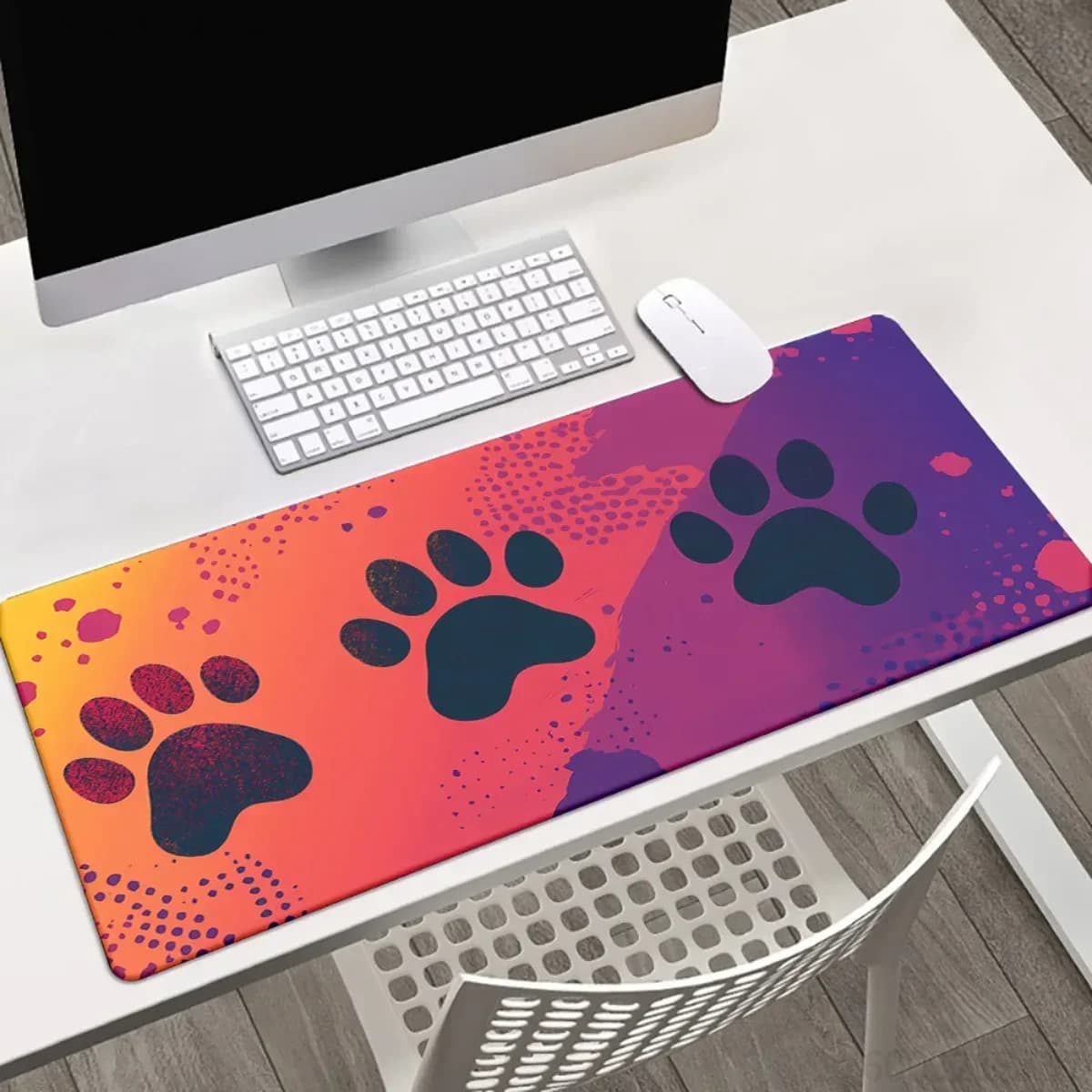 Waterproof Rubber Mouse Pad with Paw Print Non Slip Base for Gaming Office Home Desk Featherless Safe Material