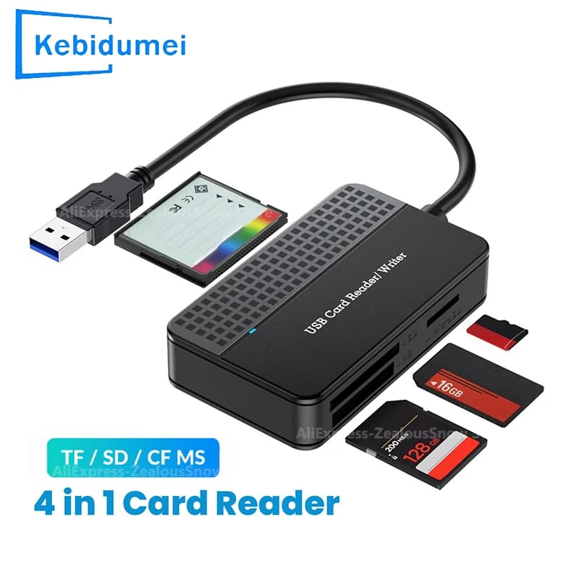 Memory card reader all in a USB smart card reader/type C SD TF CF MS Compact flash card adapter 20 cm cable for Windows Mac