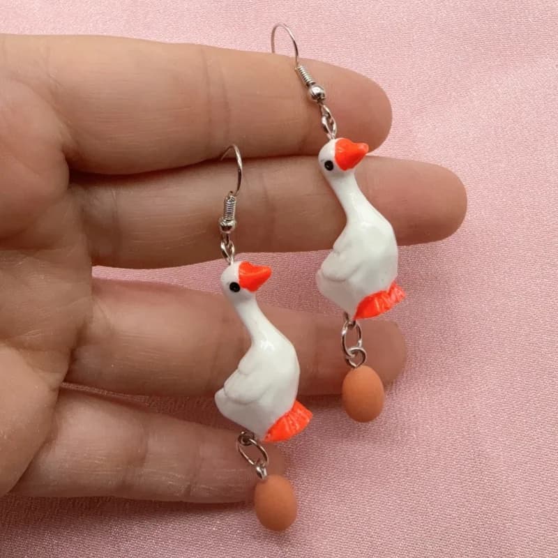 1 paio di orecchini creativi in resina a forma di uovo d'anatra, orecchini da donna, la scelta migliore per i regali