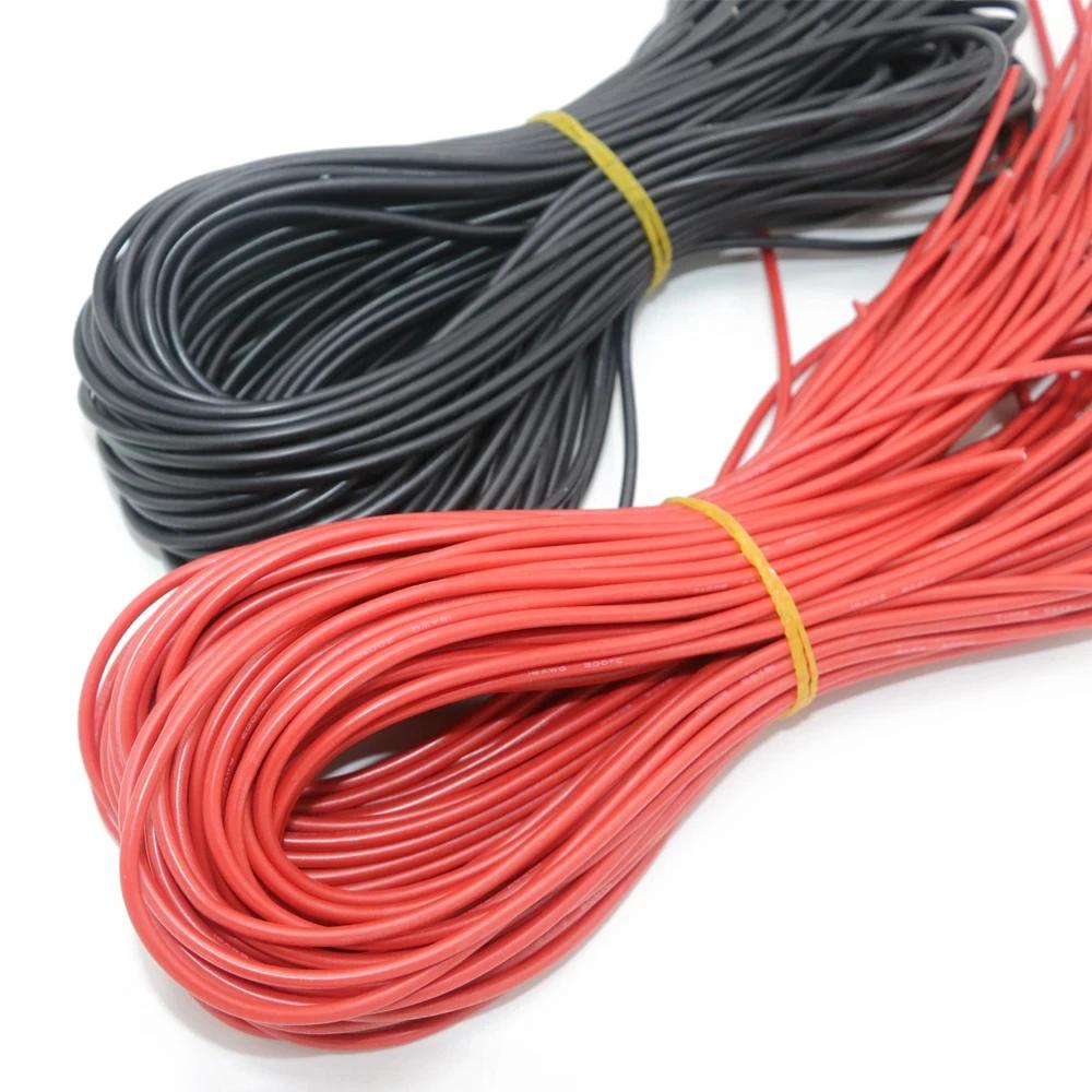 10 meters/lot high quality silicone wire 10 12 14 16 18 20 22 24 26 28 30AWG 5m red and 5m black color