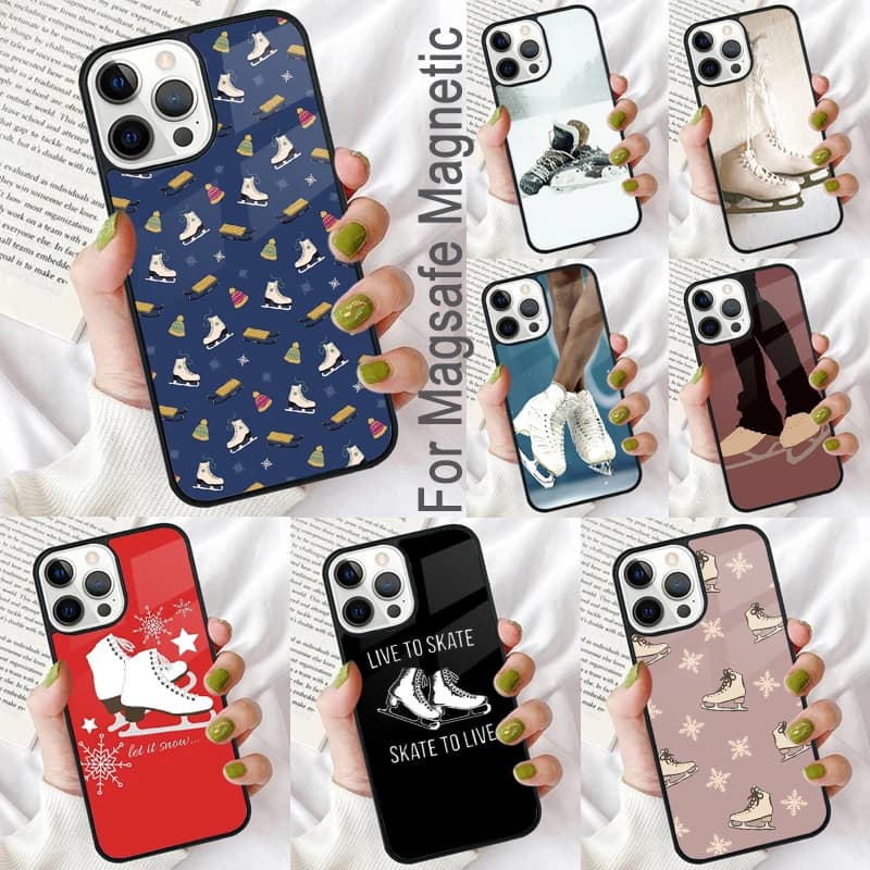 Custodia morbida per pattinaggio su ghiaccio per iPhone 17 Air 16e Pro max 15 Pro 13 14 Plus 11 12 MagSafe Coque magnetica