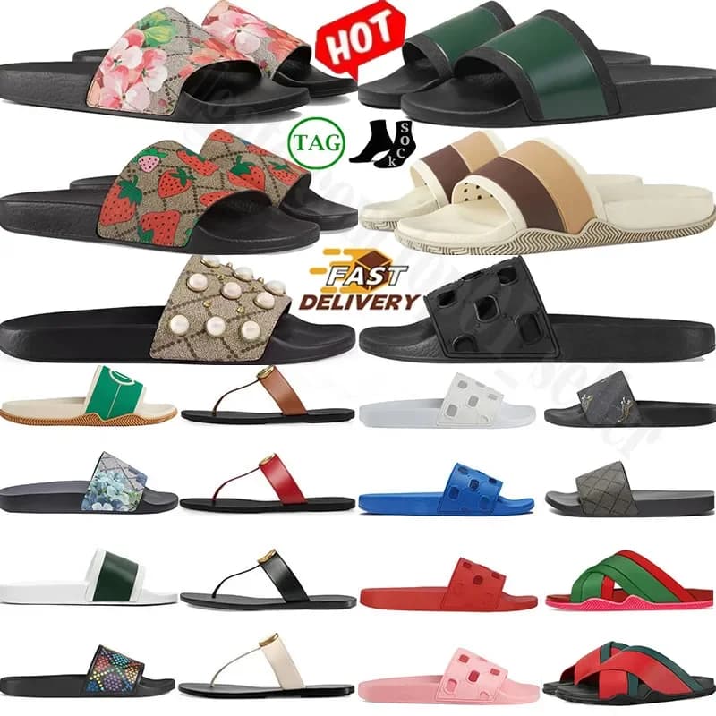 With box Slides Designer Sandals for Womens Mens Flat Slippers Slider flip flop girls Summer Fashion Shoes black white pink red blue Woman men Web Slider Sandal 2026