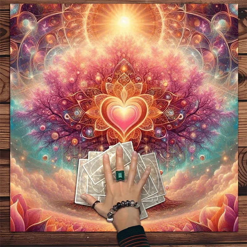 Tappeto da Tavolo Colorato con Albero dell'Amore per Carte dei Tarocchi, Tappeto Altare per Attivazione Ruota del Cuore, Tappetino per Divinazione e Meditazione