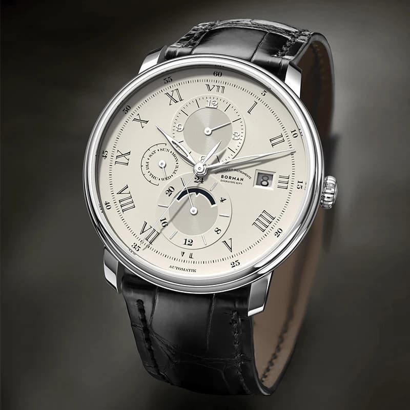 BORMAN Orologio meccanico da uomo d'affari casual Cintura in pelle di lusso multifunzione 40 mm Orologi automatici da uomo