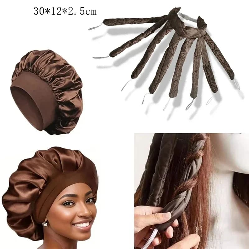 Octopus Curler Nightcap hair band suitable for long hair, satin, non-thermal, for curling, with adjustable strap, styling tools